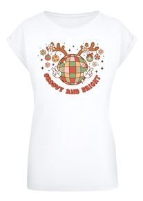 F4NT4STIC Dames Shirt 'Groovy And Bright Christmas Disco Deer' gemengde kleuren / wit XXXL