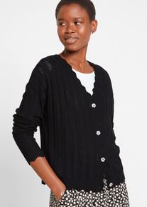 Cardigan corto traforato, Nero, Taglia 46/48 (M), bonprix