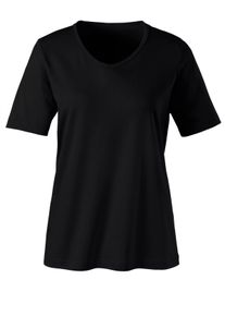 Dames Shirt met korte mouwen en V-hals in zwart ,maat 38, WITT, 100% Katoen