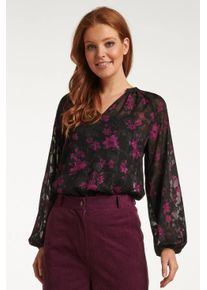 Smashed Lemon 23715-999-380 v-hals top met bloemenprint in paars en