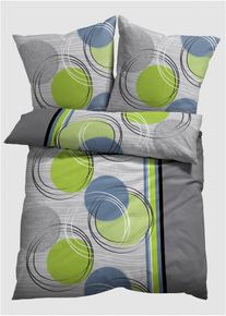 bonprix Lenjerie de pat cu cercuri, verde, 1x 80/80 cm, 1x 135/200 cm