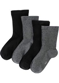bonprix Mujer, Calcetines antipresión (4 pares) de algodón orgánico, negro, 43-46