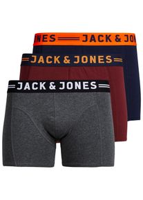 Jack & Jones JACK & JONES, M&aelig;nd, Boksershorts 'Lichfield', Navy / Orange / Vinr&oslash;d, St&oslash;rrelse M