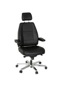 Mid.you Chefsessel , Schwarz , Leder , Echtleder , Drehkreuz , 70x152x70 cm , Wippfunktion, ergonomische Rückenlehne , Büromöbel, Bürostühle, Chefsessel