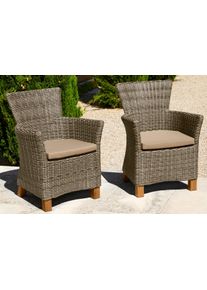 Merxx Gartensessel »Toskana«, (Set, 2 St.), 2er Set, Polyrattan/Non-Wood, grau-braun