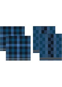 Ddddd Geschirrtuch »Feller«, (Set, 4 Tlg., Combi-Set: Bestehend Aus 2x Küchentuch + 2x Geschirrtuch) blau 4 tlg. 100 % Baumwolle, Hochwertiges...