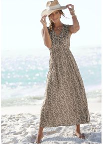 Buffalo Maxikleid, im Alloverprint mit V-Ausschnitt und Schlitz, Sommerkleid, Strandkleid