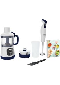 Tefal Stabmixer »HB55W4 Yummy Gourmet Babynahrungszubereiter« 600 W inkl. Stabmixer, Spatel, Messbecher, Keramikvorratsbehälter, Rezeptbuch in weiß