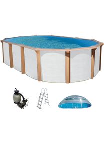 KWAD Schwimmbecken »Timber Cabrio Dom«, (Set, 5 tlg.), 5-tlg., BxLxH: 370x730x130cm, blau, inkl. Cabrio Dom