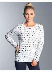 TRIGEMA Schlafanzug »TRIGEMA Langarmshirt mit Katzenmotiv«, (1 tlg.)