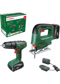 Bosch Home and Garden Bosch Home & Garden Akku-Bohrschrauber »EasyImpact 18V-70 + Stichsäge EasySaw 18V-70«, mit 2 Akkus 18V/2,0Ah und Ladegerät AL18V-20