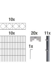Alberts Doppelstabmattenzaun »Bergen«, anthrazit, Höhe: 100-160cm, Gesamtlänge: 10-20m, zum Einbetonieren