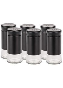 Wenko Gewürzmühle »Bogga«, (6er-Set), Je 0,14 L, Für Gewürze Aller Art schwarz , Glasdose kombiniert mit rostfreiem Edelstahl