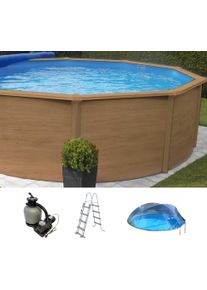 KWAD Rundpool »Timber Cabrio Dom«, (Set, 5 tlg.), 5-tlg., ØxH: 360x130cm, sand, inkl. Cabrio Dom