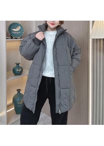 Plus Size Women Parka Winter New Loose Stand Collar Thickened Medium Long Down Cotton Jacket 8547