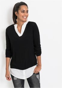Trui met blouse-inzet - zwart - maat 32/34 (XS) - bonprix