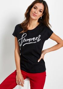 Shirt met pailletten - zwart - maat 56/58 (3XL) - met katoen - bonprix