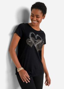 Katoenen shirt met hart biologisch katoen - zwart - maat 44/46 (L) - 100% katoen - bonprix