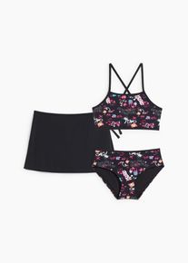Meisjes bikini en rokje (3-dlg. set) - zwart - maat 152/158 - bonprix