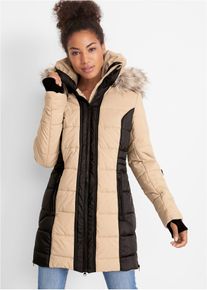 Lange outdoor jas met imitatiebont waterafstotend - beige - maat 38 - bonprix