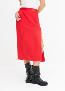 Midi rok van fijn satijn - rood - maat 42 - bonprix