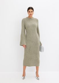 Gebreide jurk van bouclé - groen - maat 56/58 (3XL) - bonprix