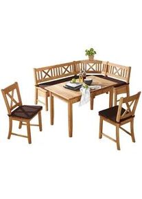 Venda Eckbankgruppe , Dunkelbraun, Wildeiche , Holz, Textil , Wildeiche , vollmassiv , Uni , eckig , 179x137 cm , Esszimmer, Bänke, Eckbankgruppen