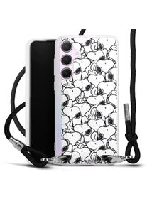 DeinDesign Galaxy A55 5G coque collier tissu noir/argent Peanuts Snoopy Muster Coque collier