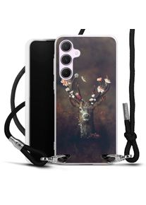 DeinDesign Galaxy A55 5G coque collier tissu noir/argent Reindeer Flowers Rehe Coque collier