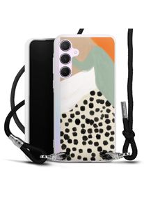 DeinDesign Galaxy A55 5G coque collier tissu noir/argent Abstract Boho Kunst Coque collier