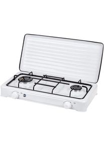 SML-KN-02/1K Cuisinière à gaz portable pour le camping, réchaud portable, 2 brûleurs réglable Blanc - MPM