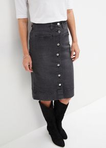 Jeansrock Mid Waist Stretch, schwarz, Größe 50, mit Baumwolle, bonprix