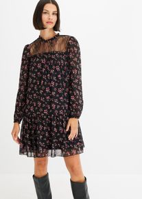 Chiffonkleid, schwarz, Größe 38, bonprix