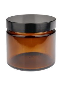 Glazen pot, bruin 260ml, met zwart bakelieten deksel