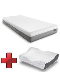 Sleezzz Premium viszkoelasztikus matrac 90 x 200 cm, magasság 20 cm, szilárdsági szint H2/H3, megfordítható fogantyúkkal + Sleezzz Premium gélpárna.
