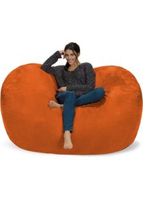 : Huge 6' Memory Foam Furniture Bag and Large Lounger - Big Sofa with Soft Micro Fiber Cover - Orange