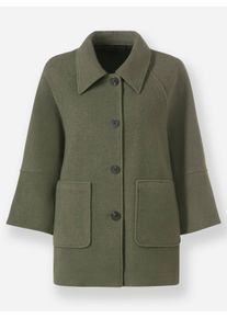 Heine Dames Jack met wijde mouwen in kaki ,maat 46, Witt, 50% Polyester, 50% Wol