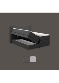 EMMA Premium Stauraum Boxspringbett 160x200 - dunkelgrau - Kopfteil gesteppt