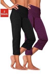 Damen Caprihose in 1x schwarz, 1x beere ,Größe 32/34, WITT, 95% Baumwolle, 5% Elasthan