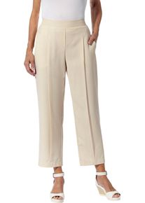 Damen Bundfaltenhose in Leinen-Optik sand Größe 52