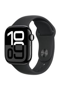 Smartwatch Apple Watch 10 GPS Cellular, Carcasa Jet Black Aluminium 42mm, ecran LTPO OLED, 64GB, curea silicon Black Sport Band - S/M (Negru)