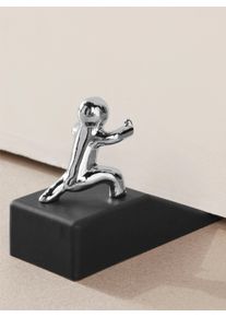 HEINE HOME unisex Deurstopper in zwart/zilverkleur ,maat H/B/D 6,5 x 10 x 4 cm, Witt, 70% Elastiek, 30% Staal