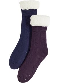 Mysstrumpor med teddyfoder och återvunnen polyester (2-pack) - blå - storlek 35-38 - bonprix
