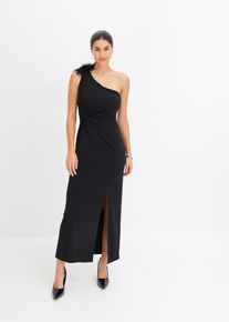 One shoulder-klänning med detalj av konstfjädrar - svart - storlek 36/38 (S) - bonprix