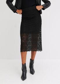 Mellanlång spetskjol - svart - storlek 32/34 (XS) - bonprix
