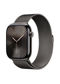 Smartwatch Apple Watch 10 GPS Cellular, Carcasa Slate Titanium 46mm, ecran LTPO OLED, 64GB, curea inox Slate Milanese Loop - S/M