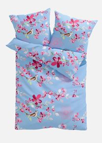 Parure de lit fleurs de cerisier - bleu - taille 135x200 cm - 100% coton - bonprix