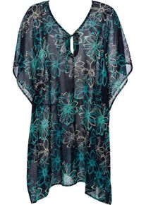 Damen Strandkleid in Kaftan-Form marine-türkis-bedruckt Größe 56/58
