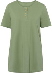 Dames Lang shirt in lichte A-lijn eucalyptus Maat 46