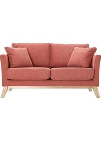 Miliboo Skandinavisches 2-Sitzer-Sofa mit abnehmbarem Bezug in Terracotta mit strukturiertem Samteffekt OSLO